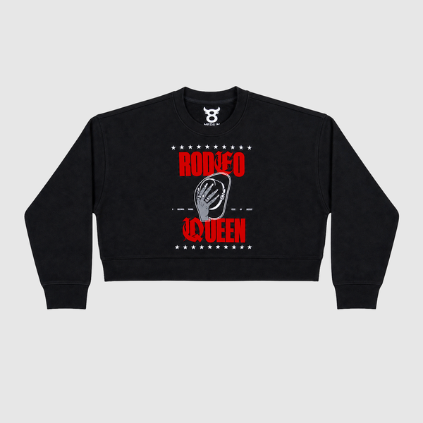 8 Seconds Rodeo “Rodeo Queen” Cropped Sweatshirt — Black